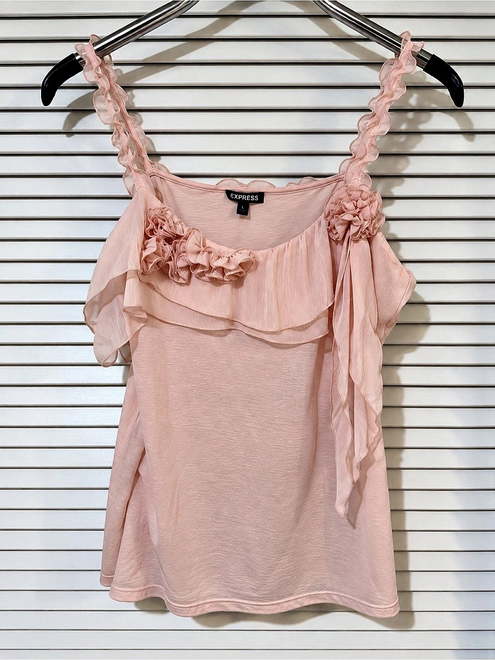 Express Pink Ruffle Tank Top - Picture 2 of 5